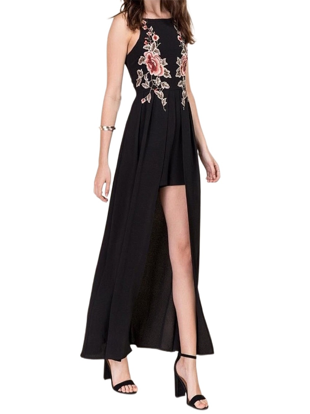 RUE 21 Black Sleeveless Maxi Romper Dress